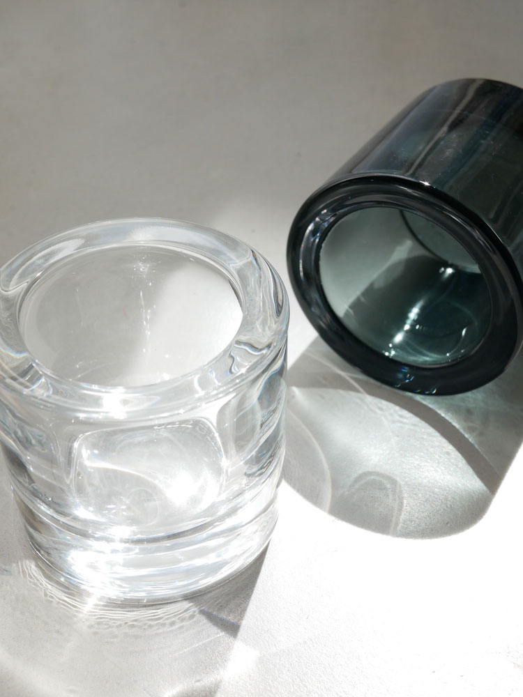 iittalaキビキャンドルホルダー、フィンランド製無鉛ガラスの円筒型キャンドルスタンド