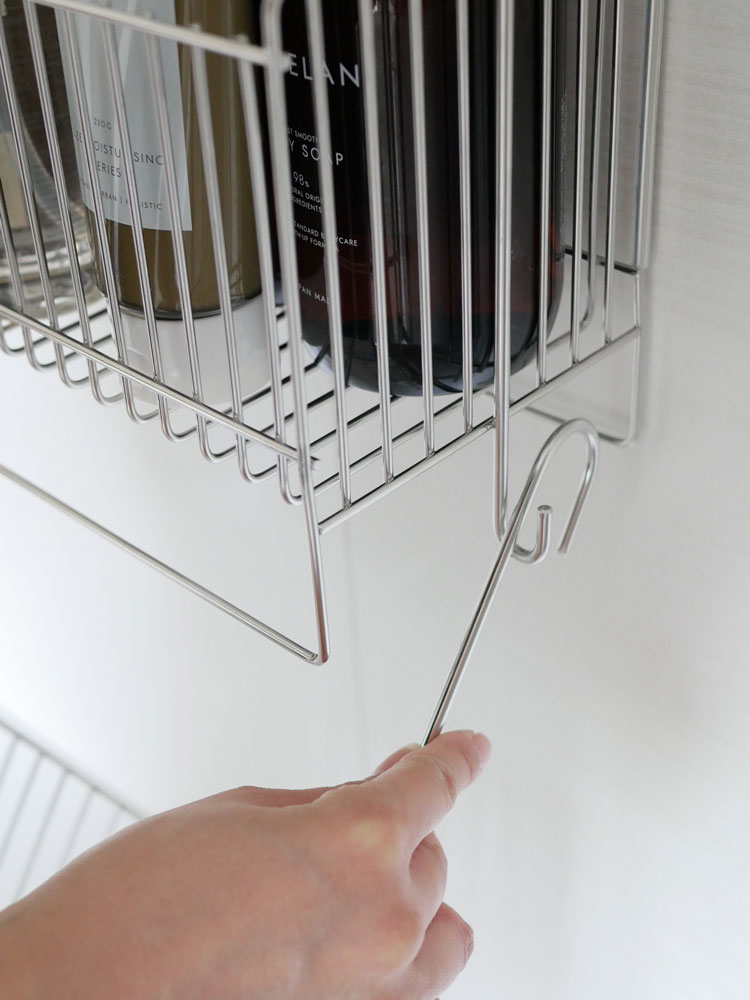 連結可能な18-8ステンレス製引っかけ式お風呂バスケット