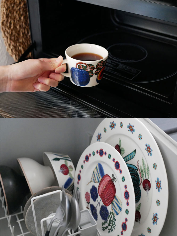 イッタラの磁器製タイカサトプレート22cmがテーブルに美しく並べられている様子