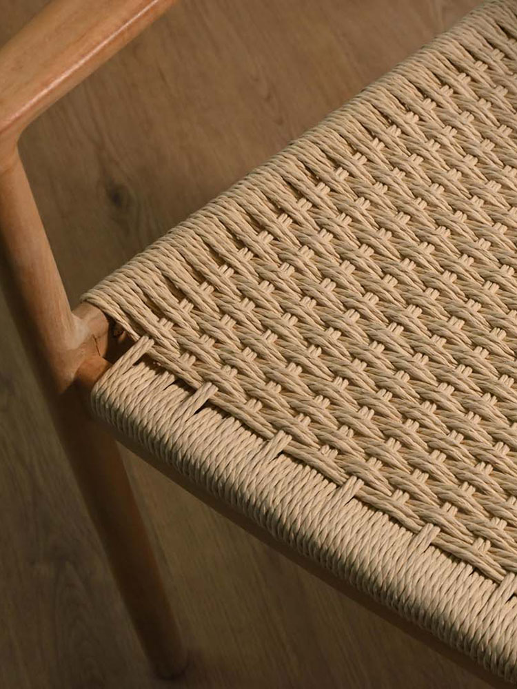 チーク無垢材とペーパーコードを使用したサンフラワーラタンHOKOSダイニングチェア