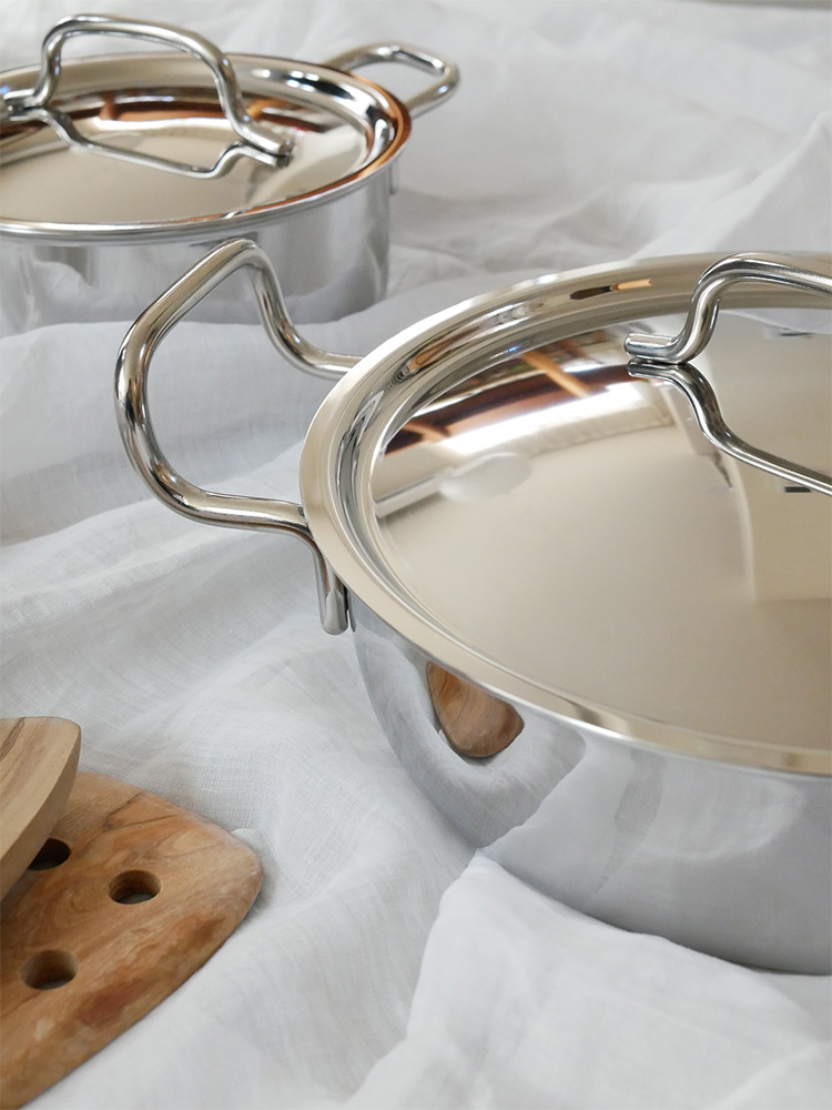 15年保証の日本製フタ付きジオプロダクト鍋、アルミニウムとステンレス製の片手鍋