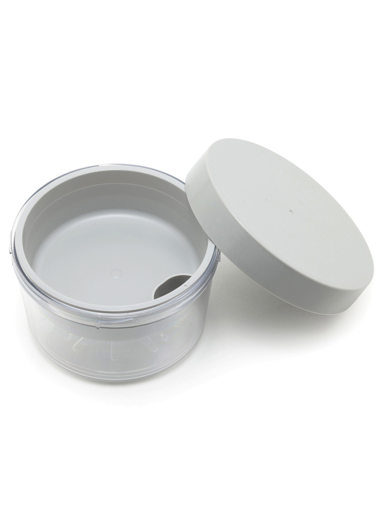 GEL-COOLジェルクールの蓋付き丸型プラスチックランチボックス。蓋が保冷剤として機能するデザイン