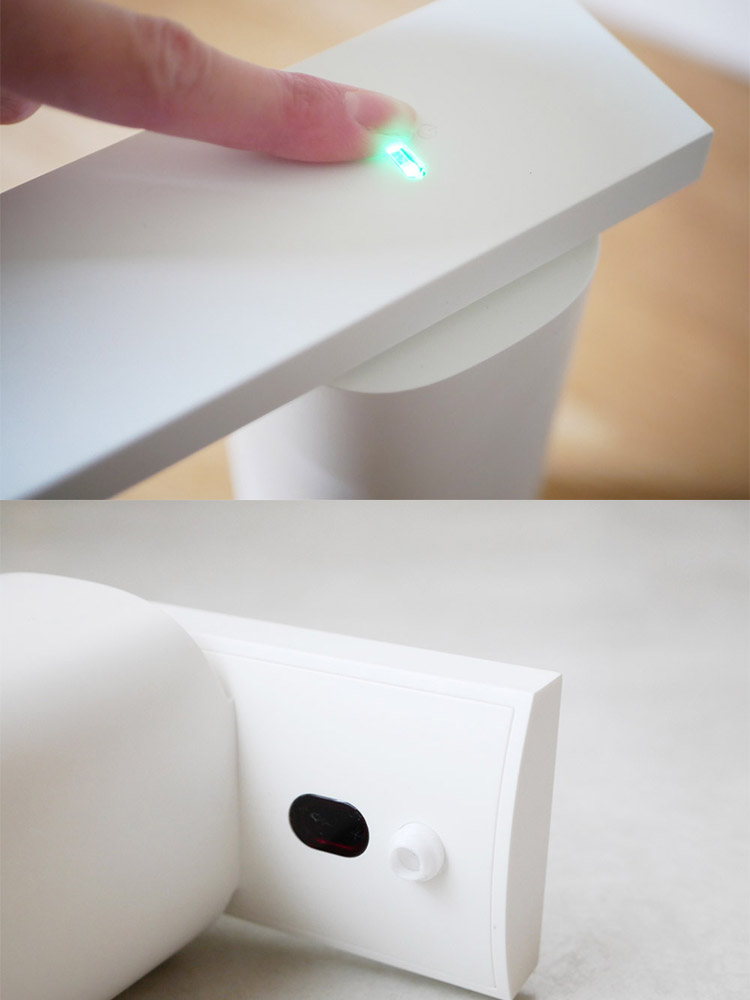 プラスマイナスゼロ オートディスペンサー（アルコール）ホワイトモデル、プラスチック製円柱形電子ガジェット