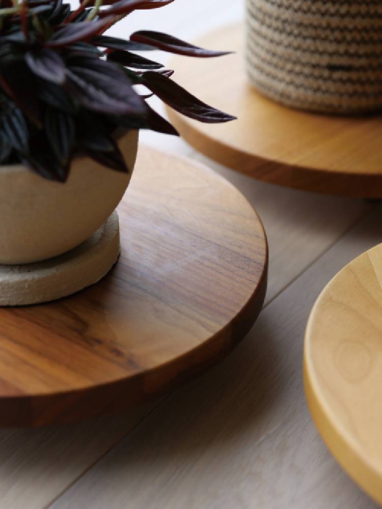 高野木工のホワイトオーク製プランターベース、シングルサイズ24cmの木製花台