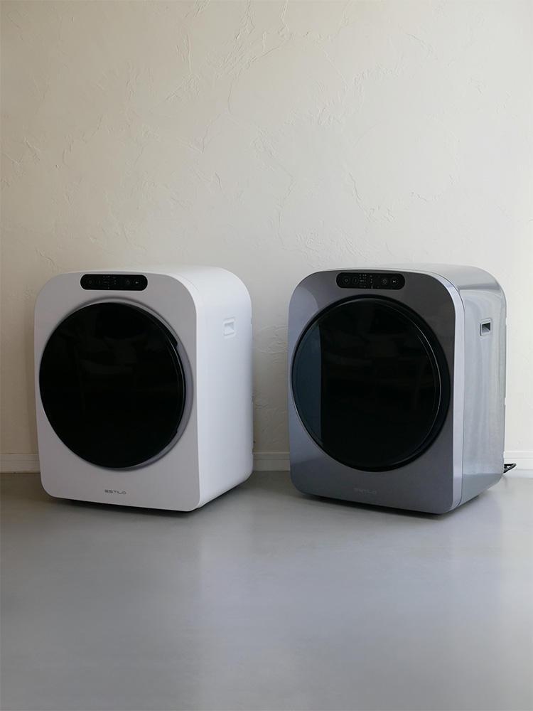 シルバーのESTILO（エスティロ）3kgコンパクト衣類乾燥機の画像