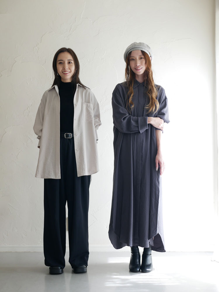 Comore sunの大人カジュアルシャツ。襟や袖、ポケット、ボタンがデザインされたスタイリッシュなオフホワイトカラーのシャツ