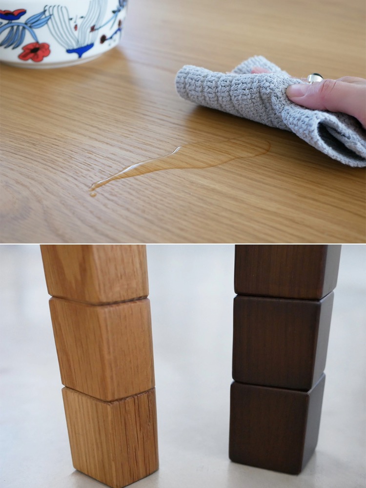 オーク材を使用した高さ調節可能なリビングこたつテーブル。木製の自然な質感が美しいデザイン。