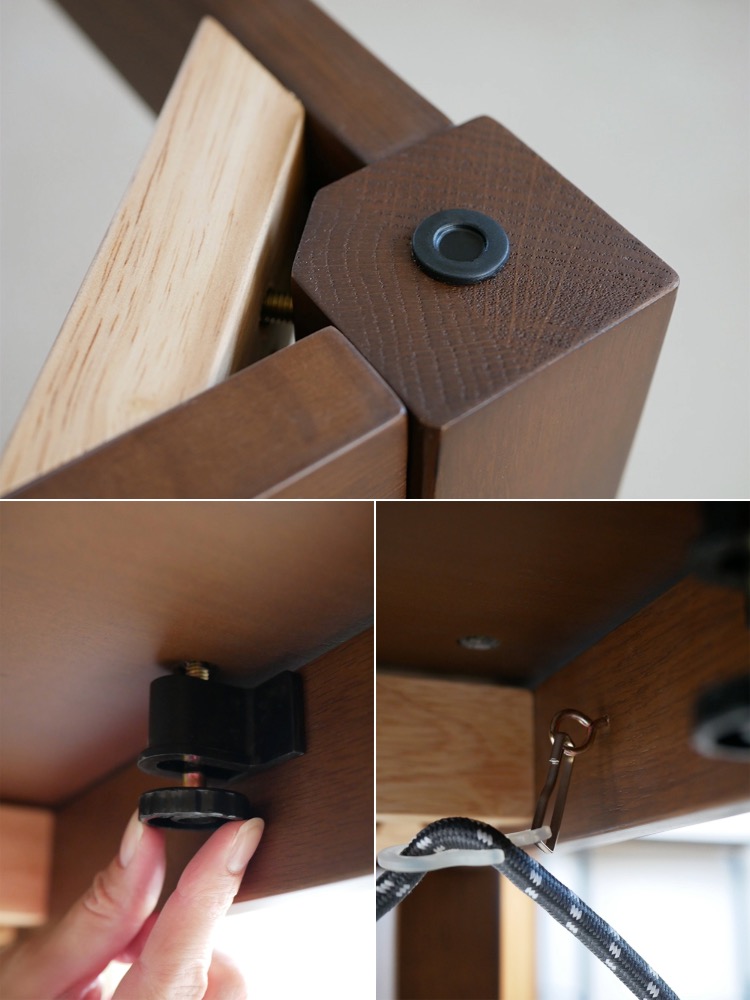 オーク突板と金属パーツを使用した高さ調節可能なリビングこたつ