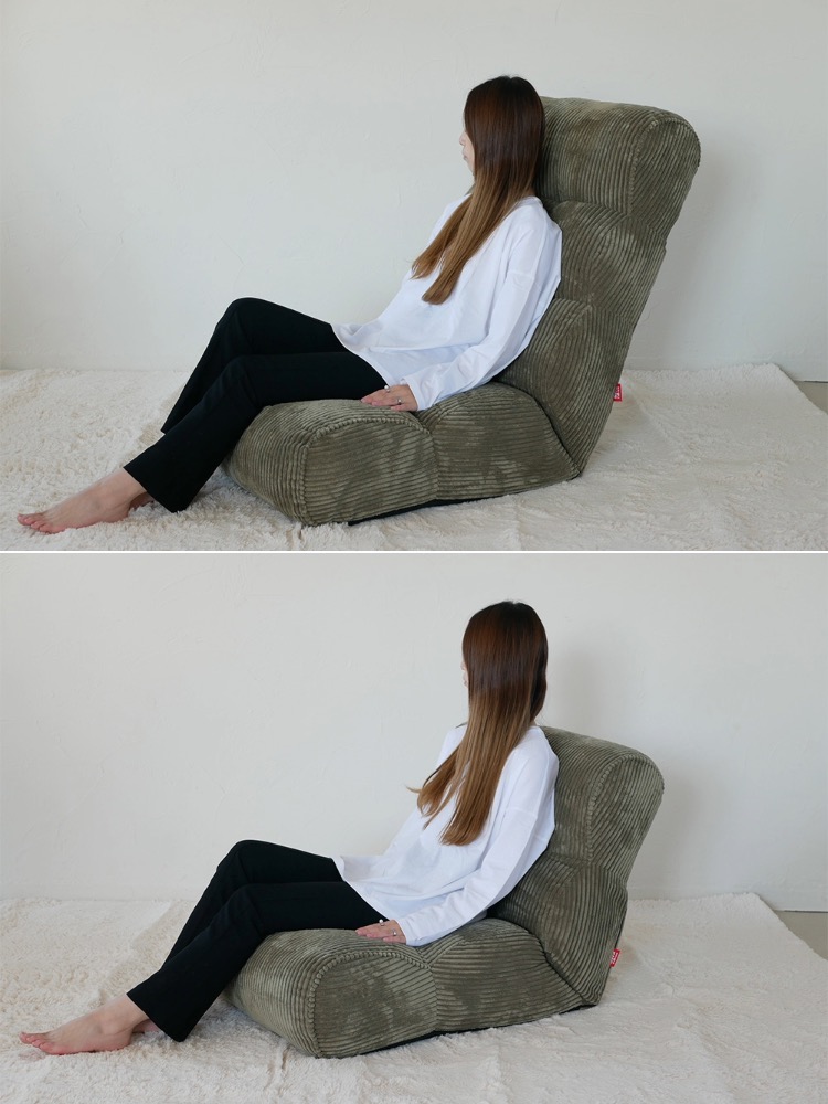 ピグレットのベルベット素材ビーンバッグチェアがリビングルームに配置され、快適な座り心地を提供している様子