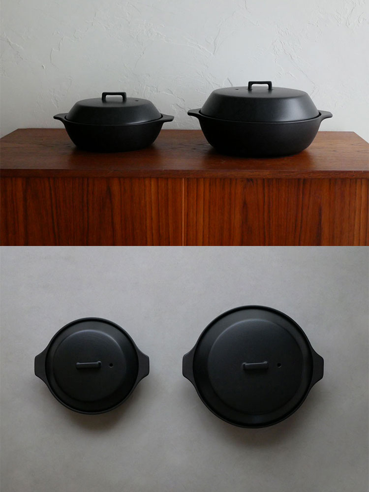 キントー KAKOMI 直火土鍋1.2リットルと2.5リットルのホワイトとブラックモデル、耐熱陶器製で蓋付きのセット