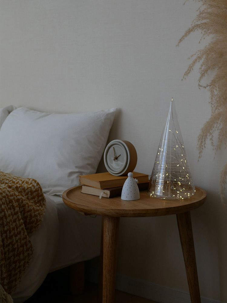 LEDライト付きガラス製ツリーと花鉢のインテリア