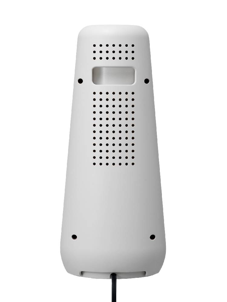 プラスマイナスゼロ カーボンヒーター H210の白色モデル。コンパクトで軽量なデザイン、左右84度の首振り機能を備えた電気暖房器具。