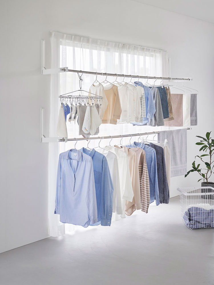 ウォール対応折り畳み物干し竿ホルダー