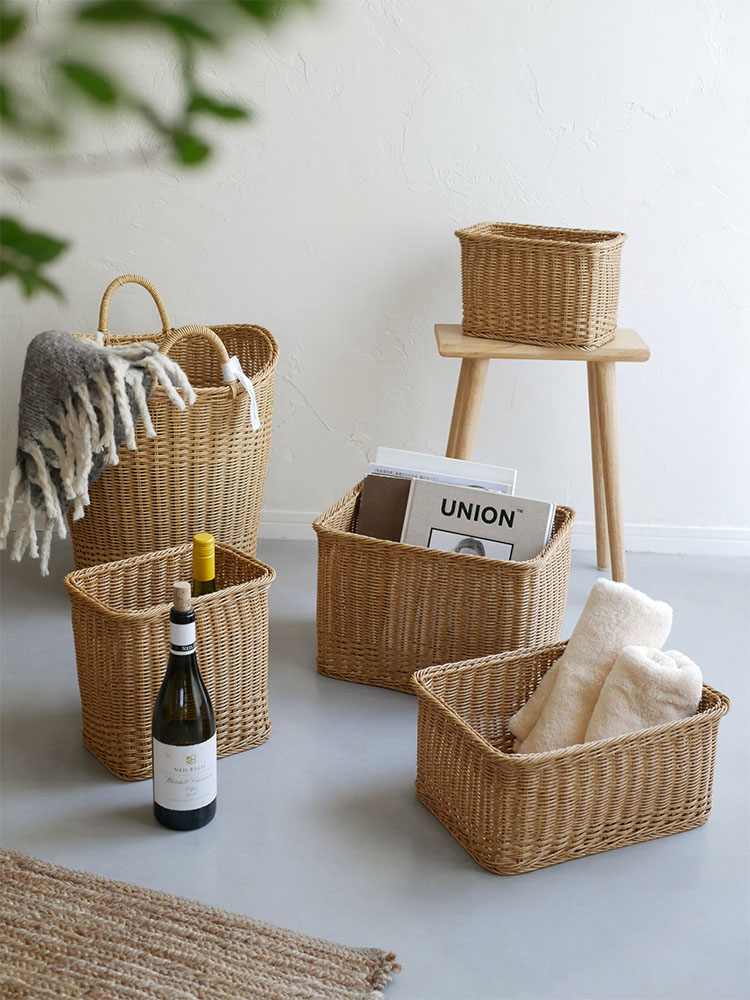 【Creer/クレエ】ユティル洗えるナイールバスケット。ポリプロピレン製で持ち手付きの家庭用収納バスケット