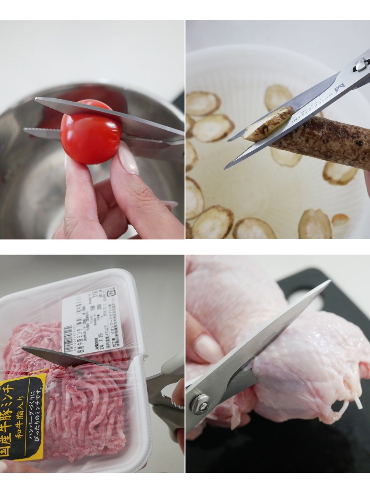 協和工業製ムテキバサミと生牛肉がキッチンで準備されている様子