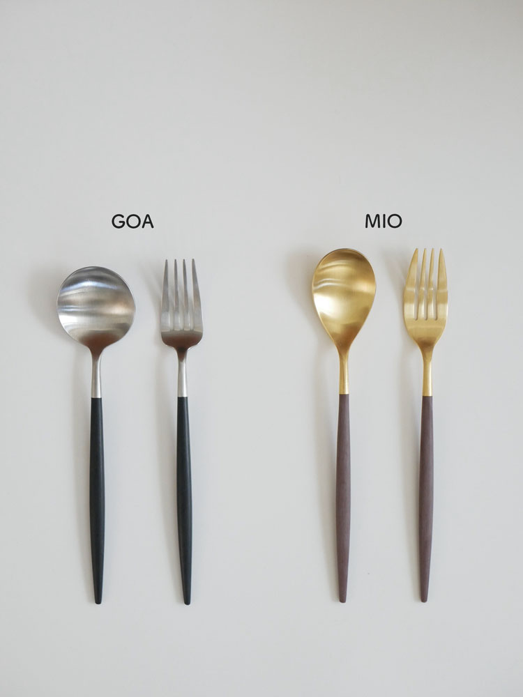 クチポール MIO 本国取り寄せ ブラウンゴールドおよびグレーシルバーのディナー6本カトラリーセット