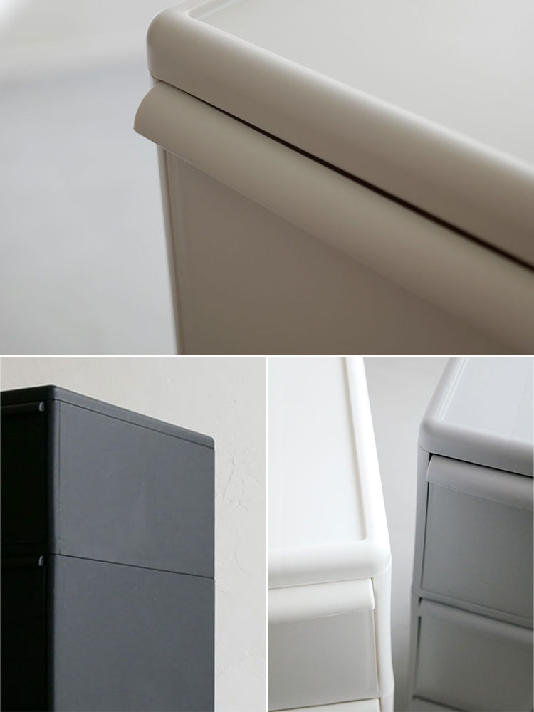 like-itのシルバー色スリムストレージストッカー、引き出し付き