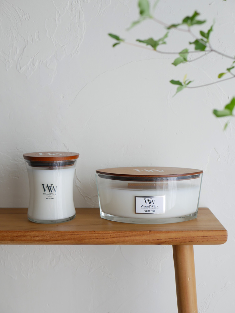 カメヤマWoodWickキャンドルのガラス容器と木蓋