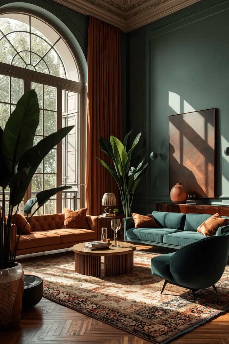 Saturated historic-modern salon