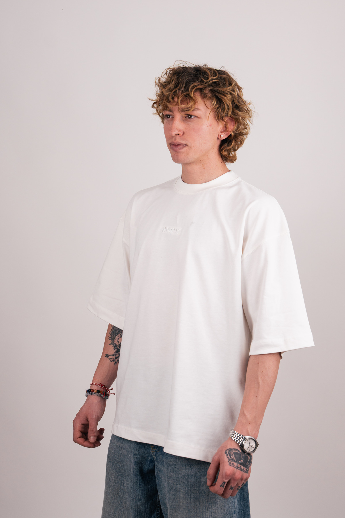 Dj Baskılı Premium Oversize Beyaz Tişört