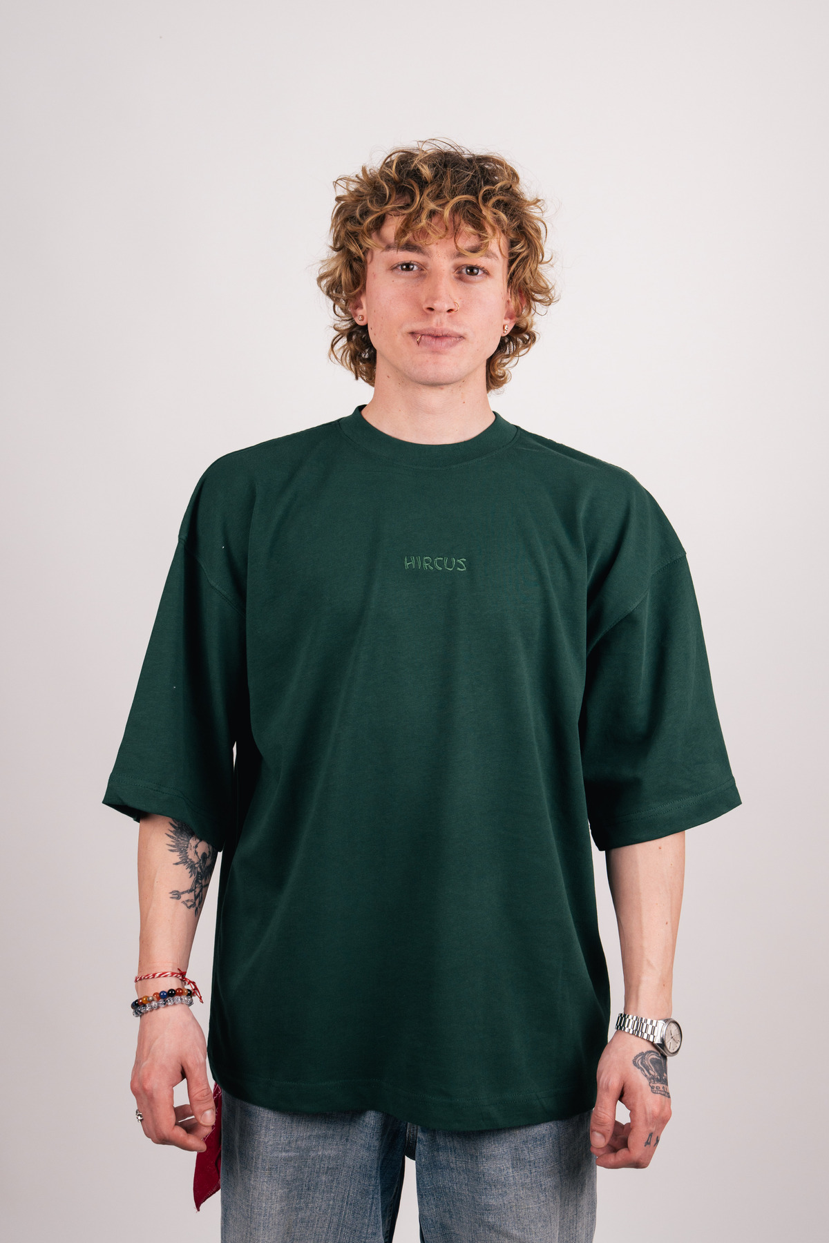 Premium Oversize Basic Yeşil Tişört