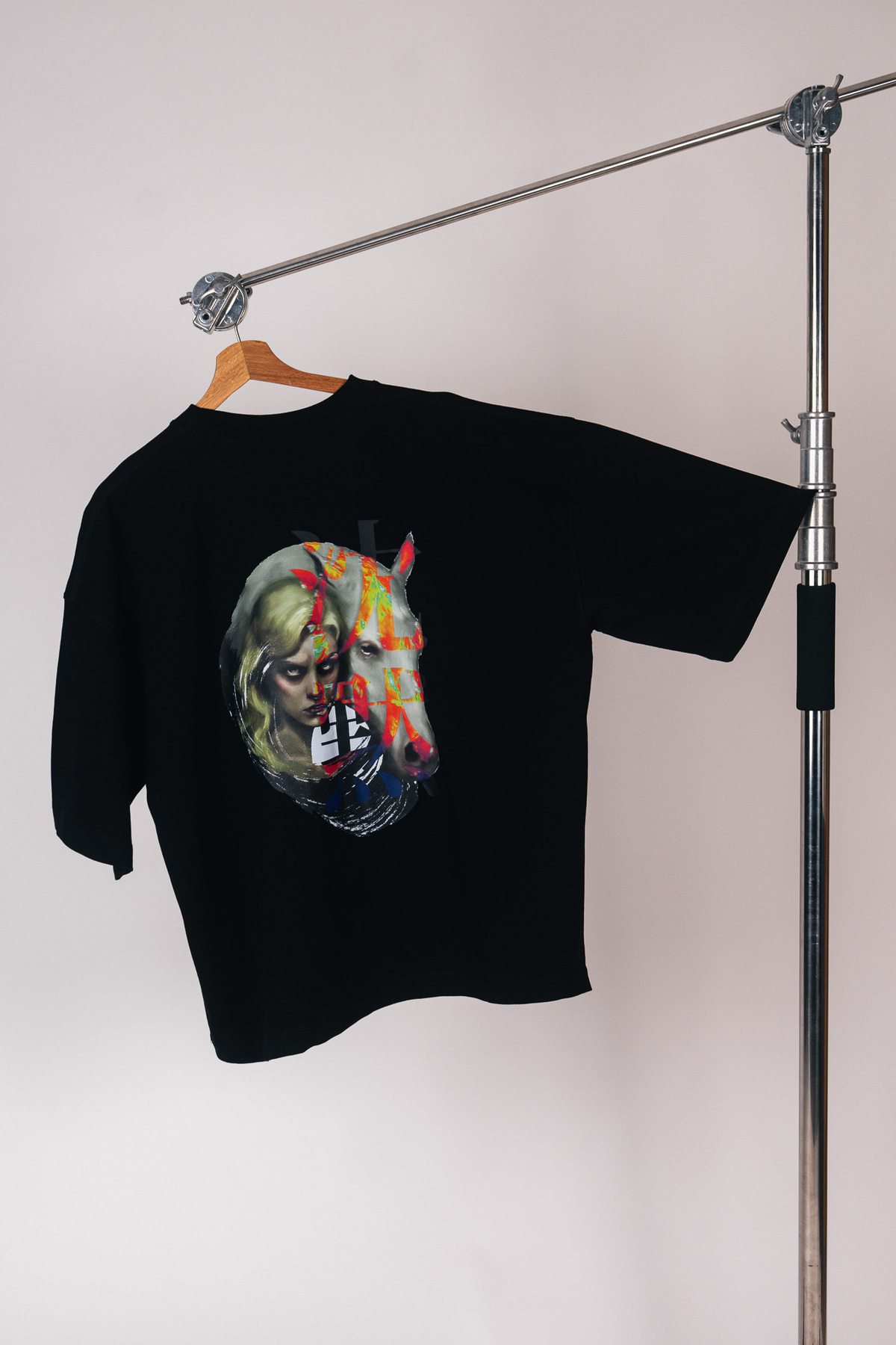 Silence Baskılı Premium Oversize Siyah Tişört