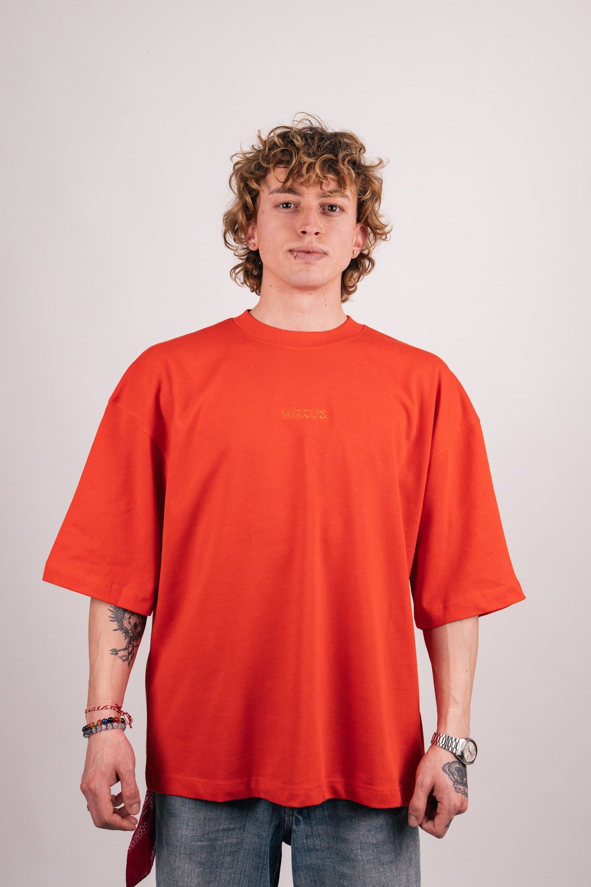 Split Mind Baskılı Premium Oversize Kırmızı Tişört