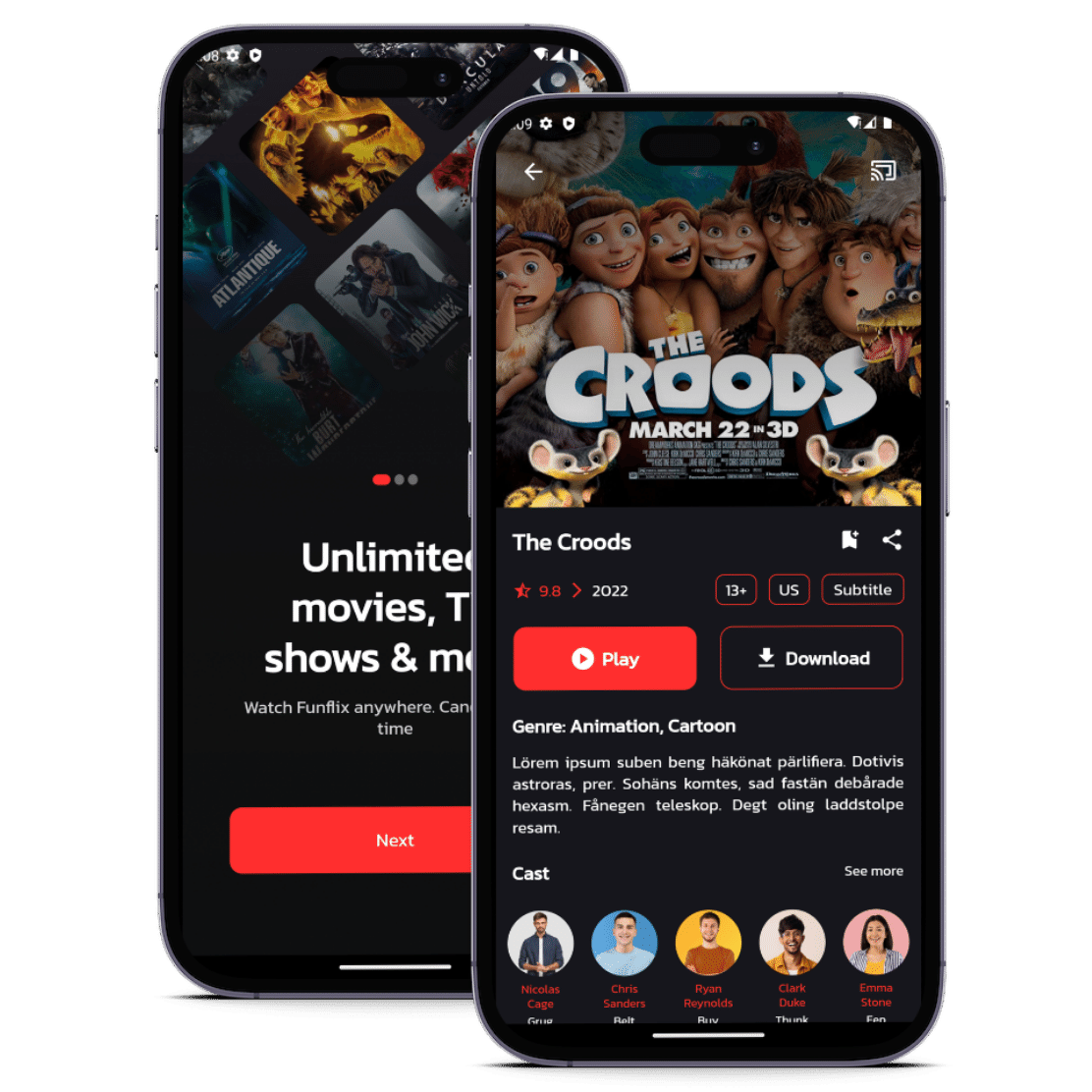 Examples of the FunFlix app