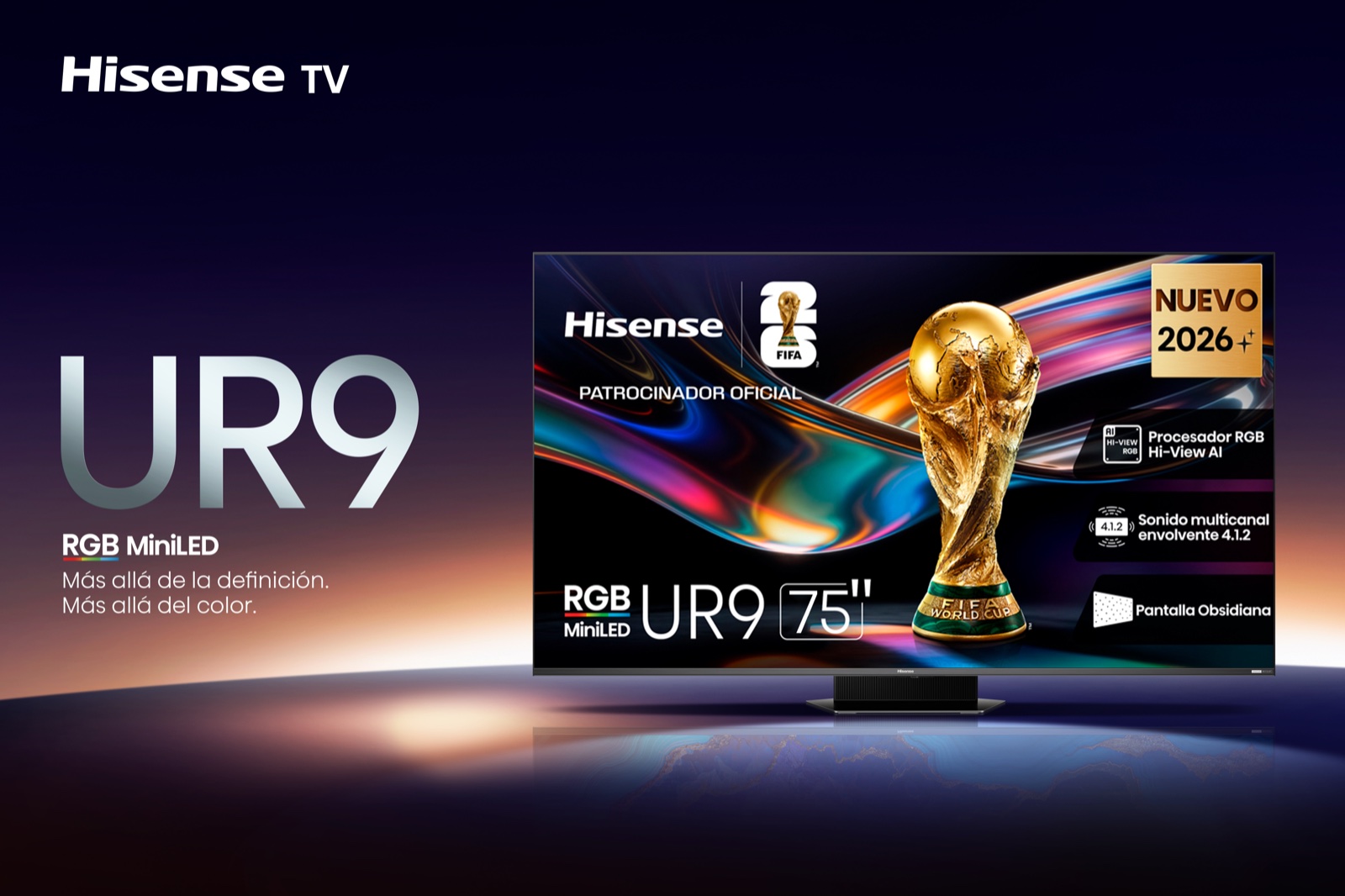 Serie Hisense UR9 RGB MiniLED, televisor de 75 pulgadas