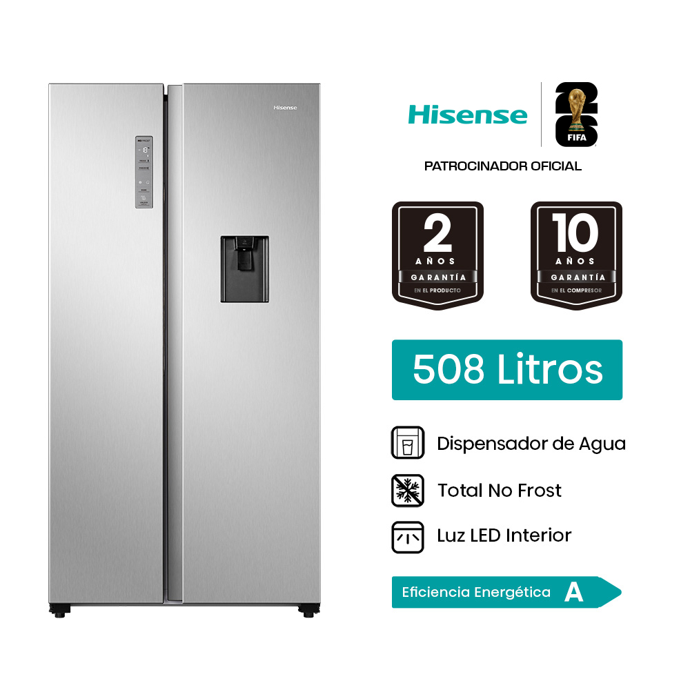 Refrigeradora 508L Side by Side inverter RS668WV6A Hisense