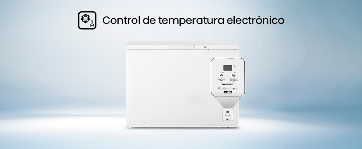 El panel de control digital, fácil de usar, permite cambiar y ver con facilidad el ajuste de temperatura de la congel…