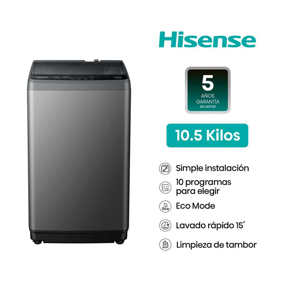 Lavadora 10.5kg carga superior WT1D1030UT Hisense
