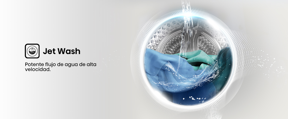 Potente flujo de agua de alta velocidad.