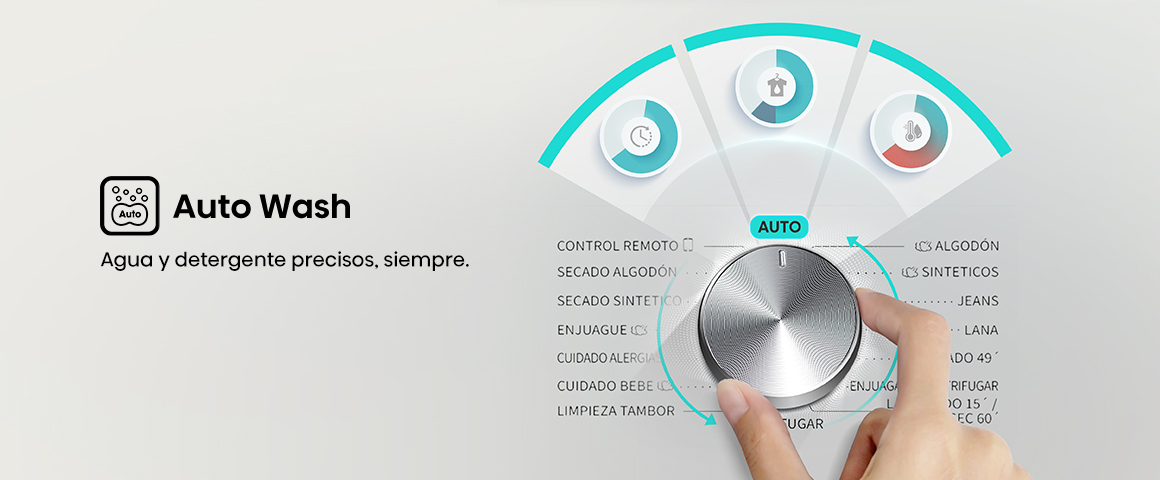 Agua y detergente siempre precisos.