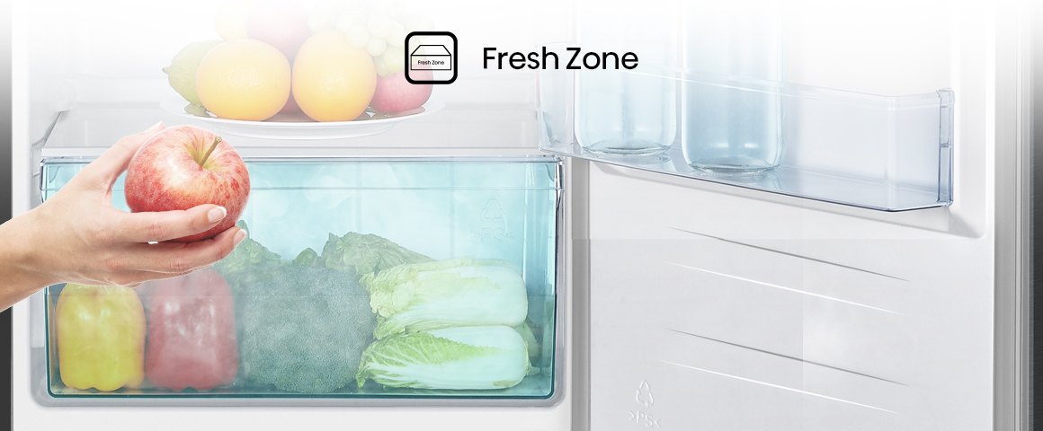 Fresh Zone La tecnología Fresh Zone en los cajones de tu refrigerador mantiene una temperatura constante de al…