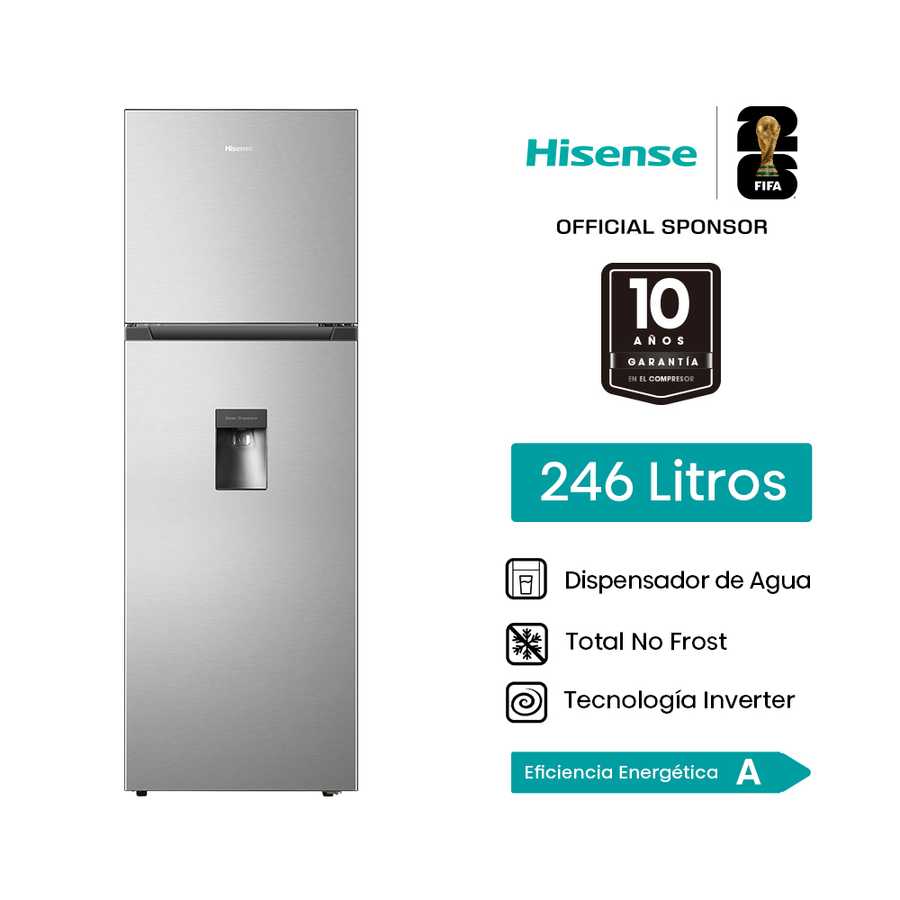 Refrigeradora 246L Top mount inverter RT319WL6B Hisense