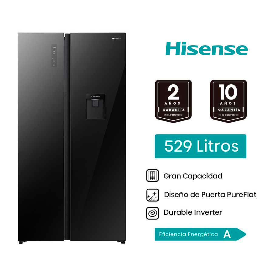 Refrigeradora 529L Side by Side inverter RS3P558NM11 Hisense