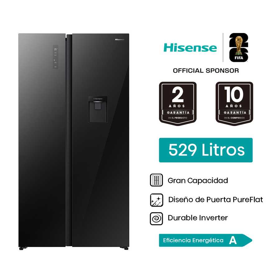 Refrigeradora 529L Side by Side inverter RS3P558NM11 Hisense