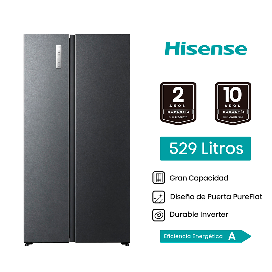 Refrigeradora 529L Side by Side Inverter RS3P558ESA Hisense