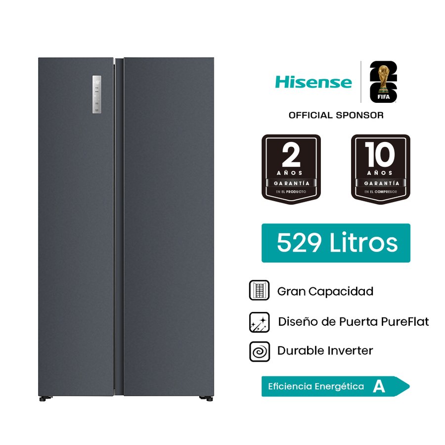 Refrigeradora 529L Side by Side Inverter RS3P558ESA Hisense