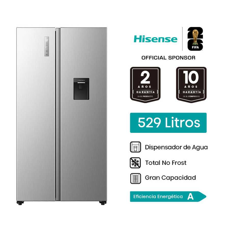 Refrigeradora 529L Side by Side inverter RS3P558NMCA Hisense