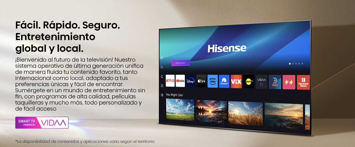 VIDAA: tu TV más inteligente Nuestro sistema operativo de ultima generación unifica de manera fluida tu…