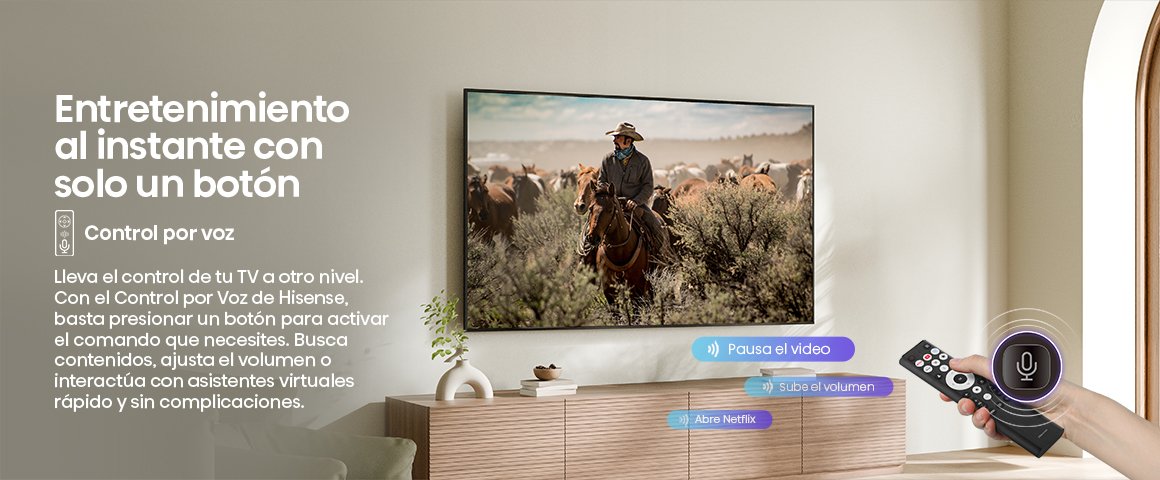Control por Voz Controla tu TV con comandos de voz integrados para una experiencia más cómoda.