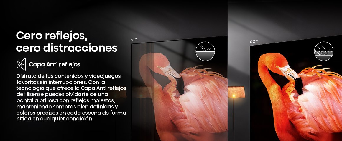 Anti-Reflection & Glare-Free Panel con tratamiento anti-reflejo que reduce destellos para una visión n&iac…