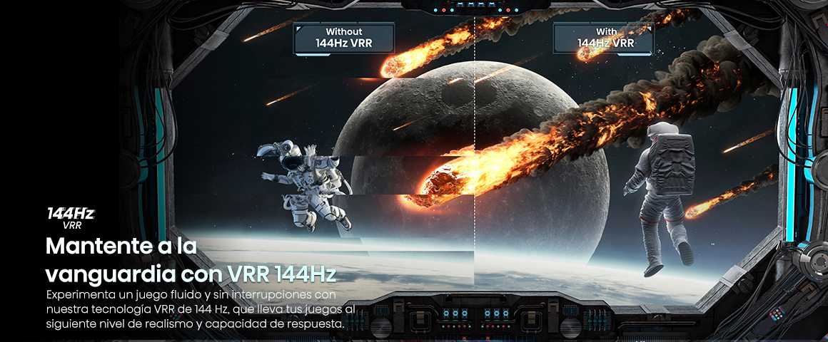 Mantente a la vanguardia con VRR 144Hz Siente cada partida como nunca: con VRR de 144 Hz, tus juegos corren ultra flu…