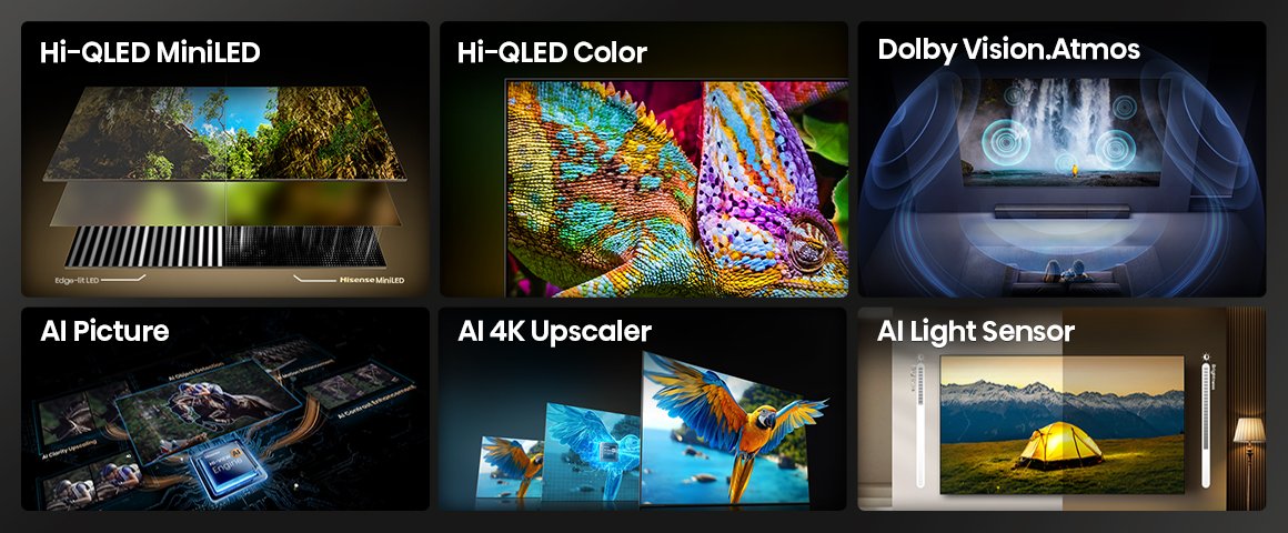 Hi-QLED MiniLED &middot; Hi-QLED Color &middot; Dolby Vision.Atmos &middot; AI Picture &middot; AI 4K Upscaler &middo…