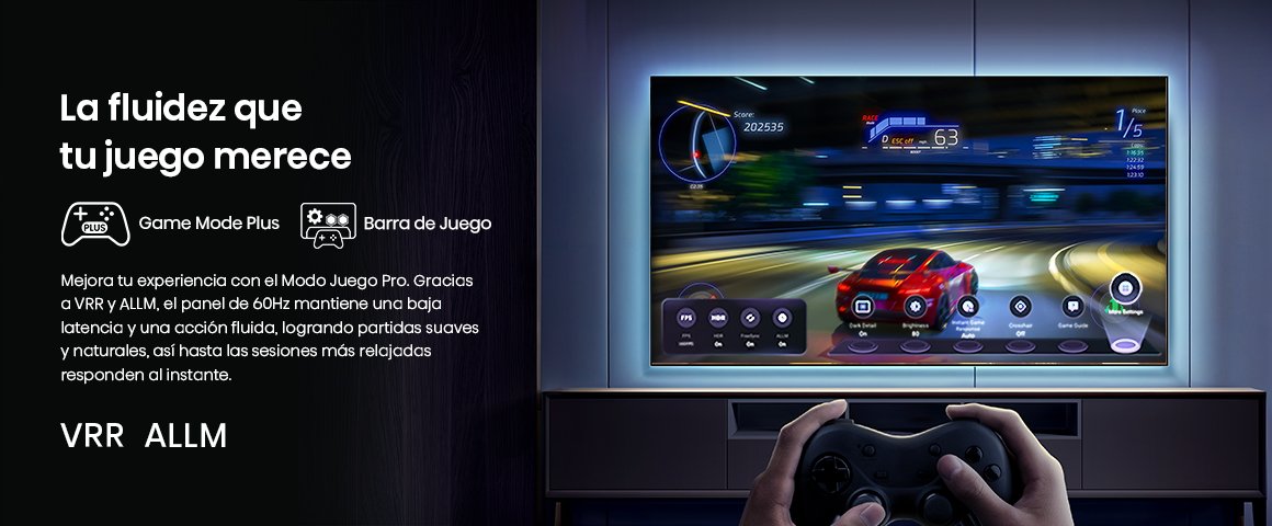 La fluidez que tu juego merece Mejora tu experiencia con el Modo Juego Pro. Gracias a VRR y ALLM, el panel de 60Hz ma…