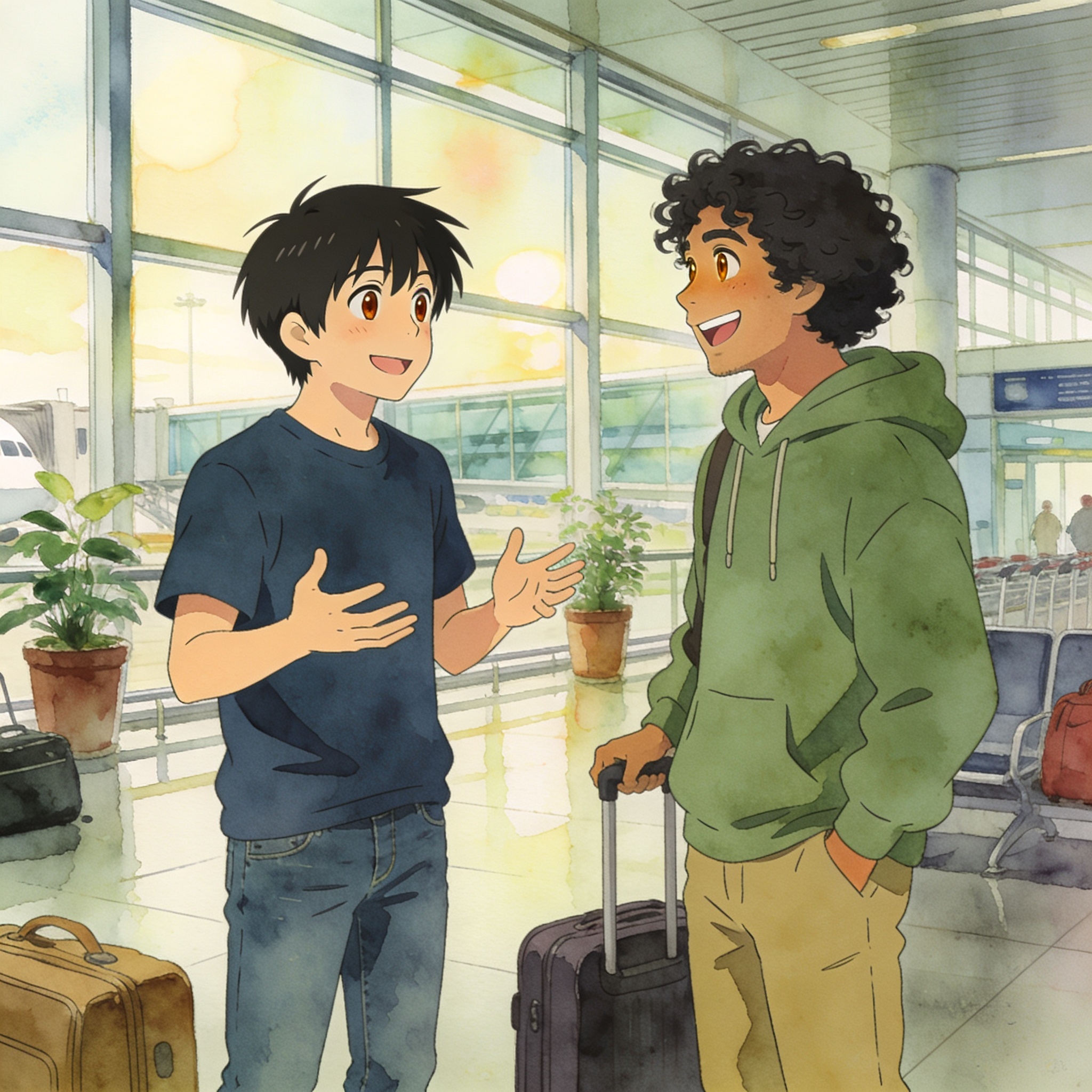 Aki se reencuentra con un amigo de México