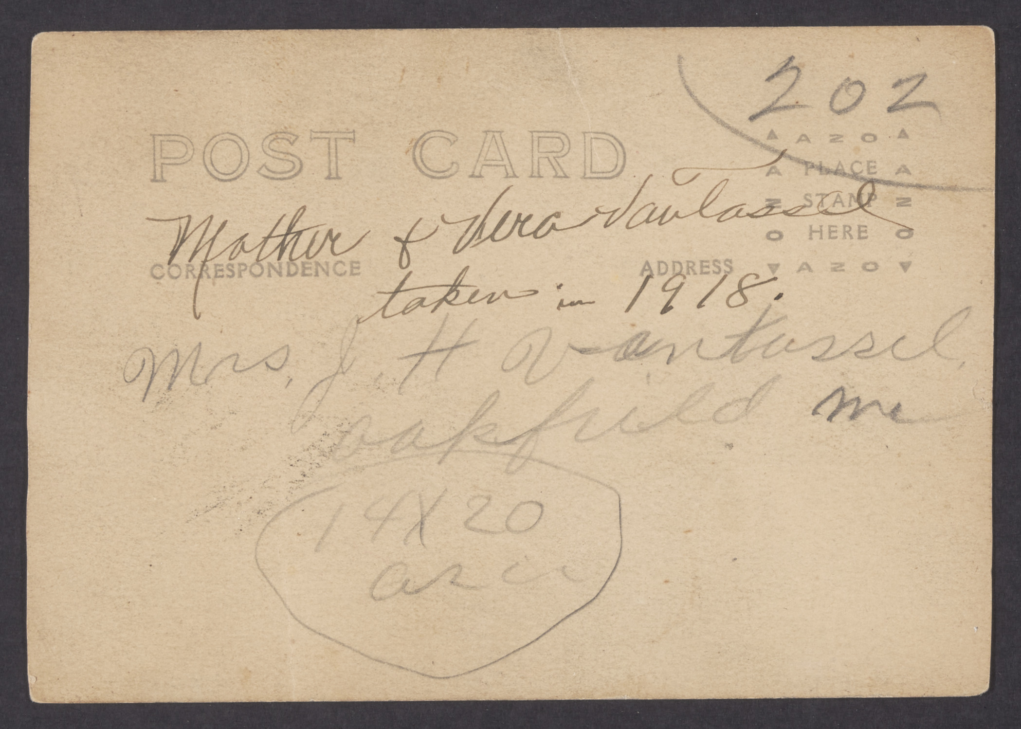 Portrait of Mrs. J.H. VanTassel and her daughter Vera, 1918 (Internet Archive)