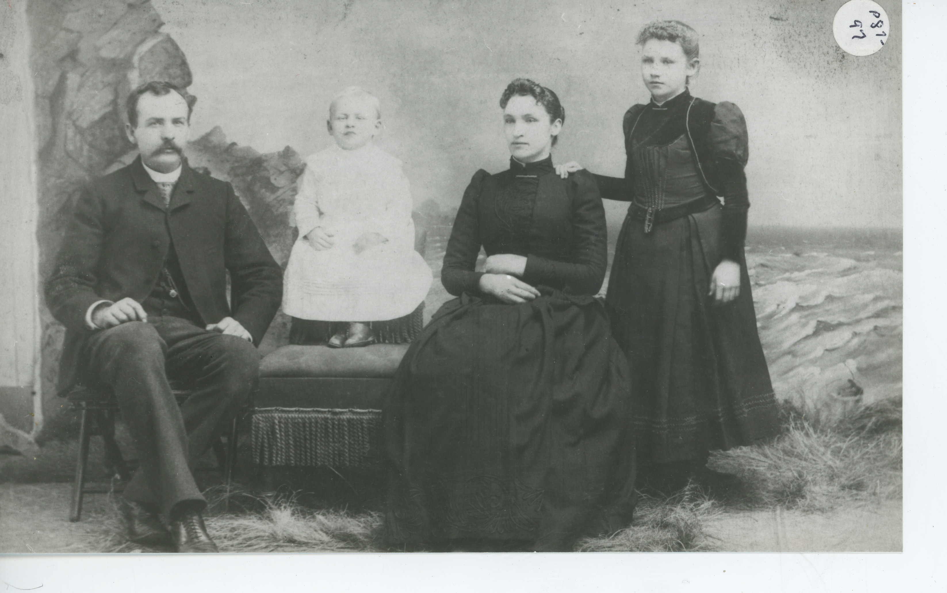 People: Oliver family in front of studio mural, 1894, 1894 (Internet Archive)